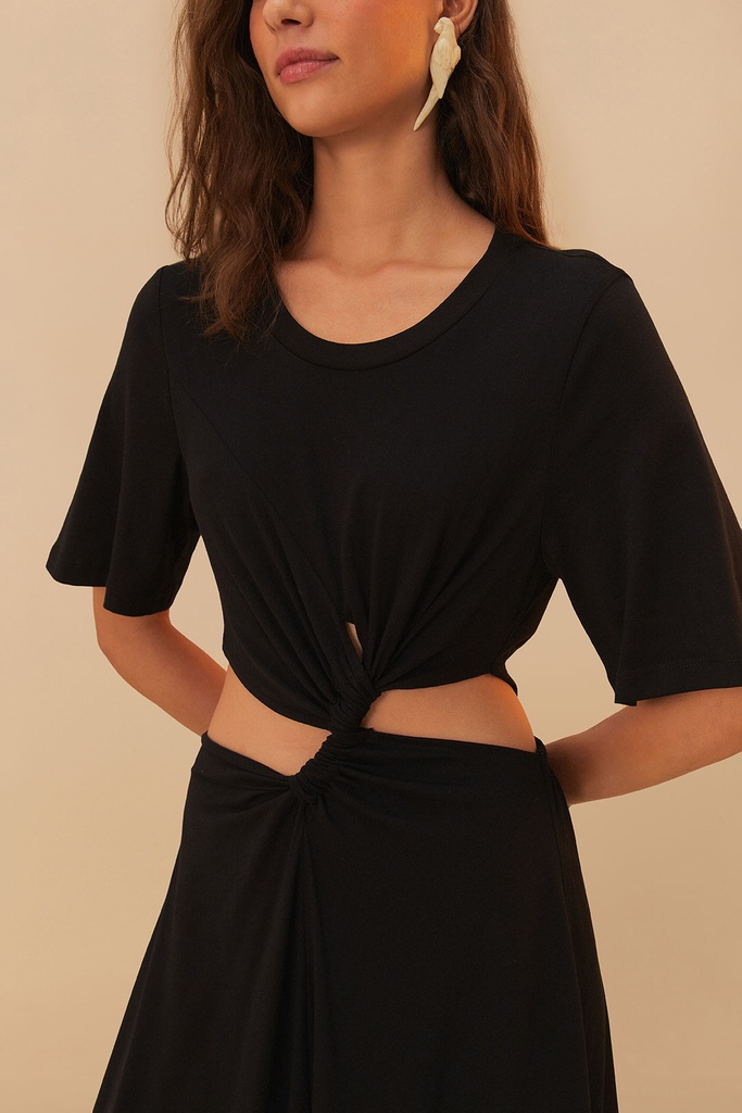 Black Short Sleeve Midi