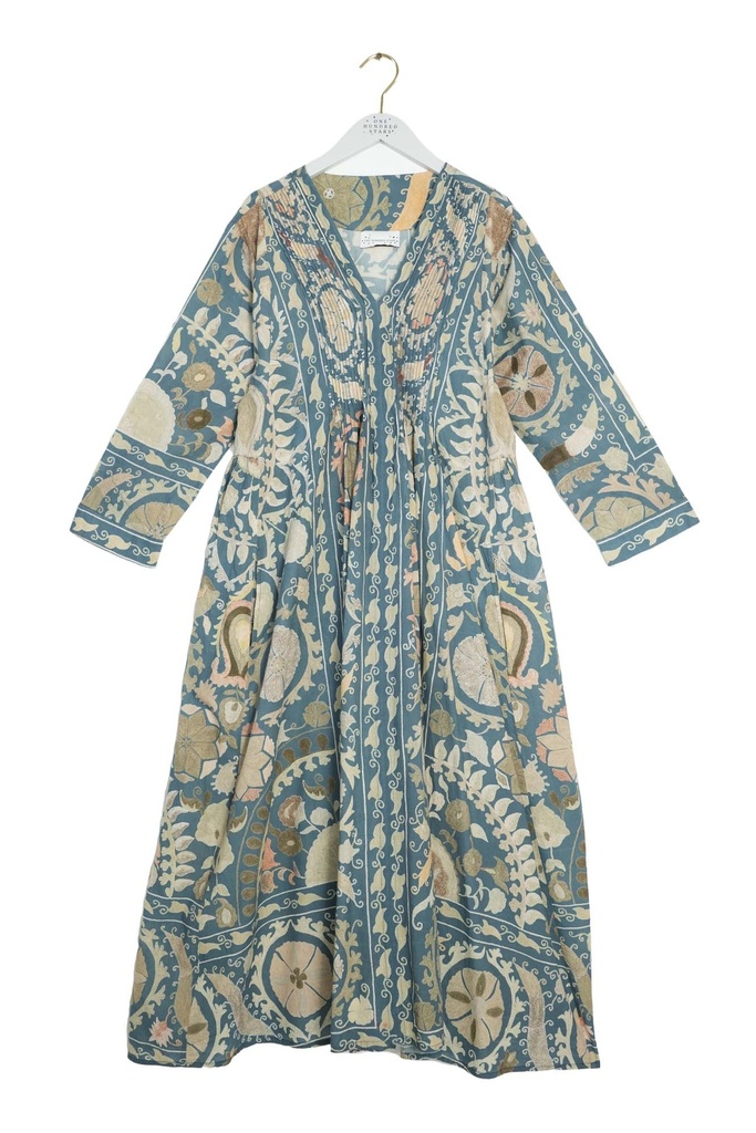 Suzanne Blue Pleat Dress