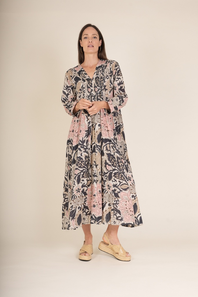 Block Taupe Pleat Dress