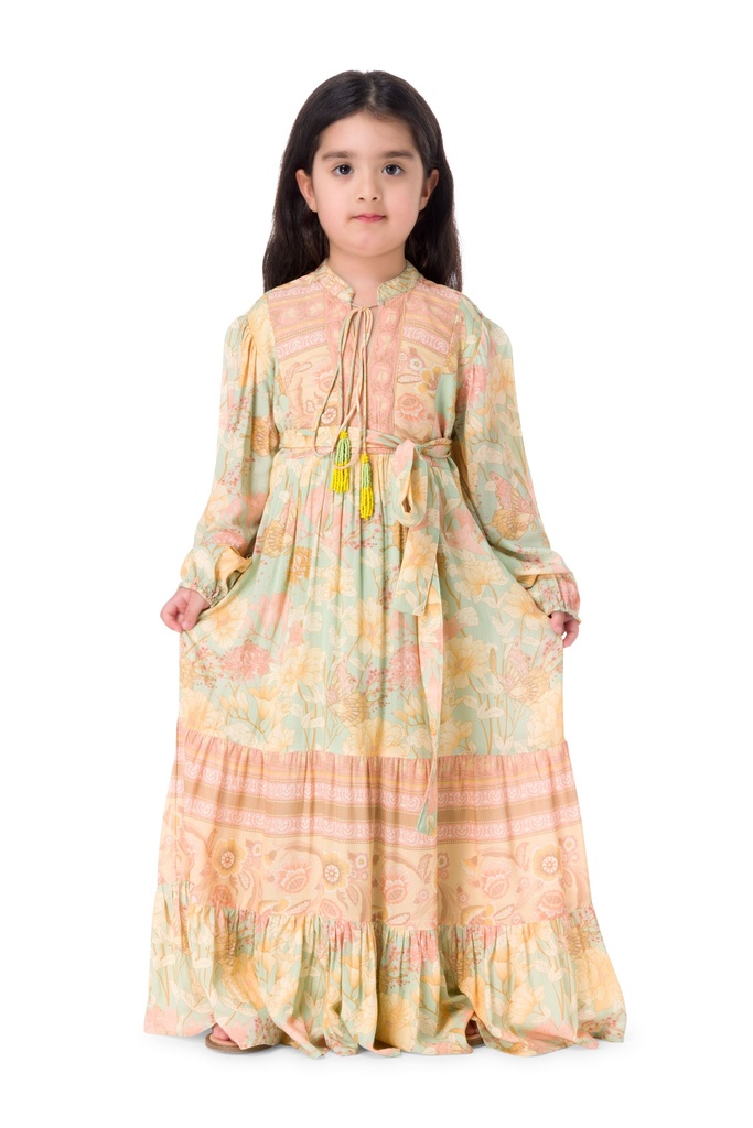 Floral Serenade Embroidered Kids Dress