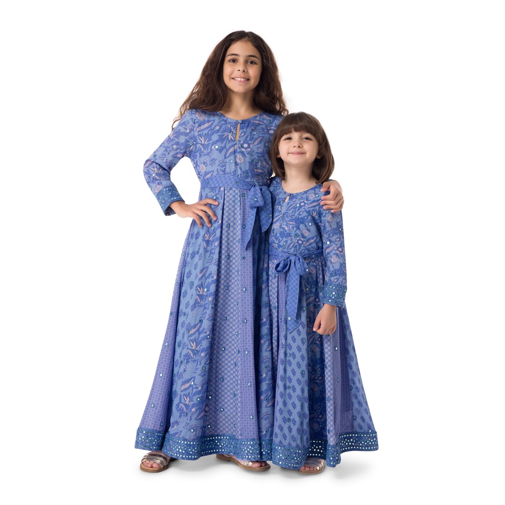 Azure Blooms Kids Dress