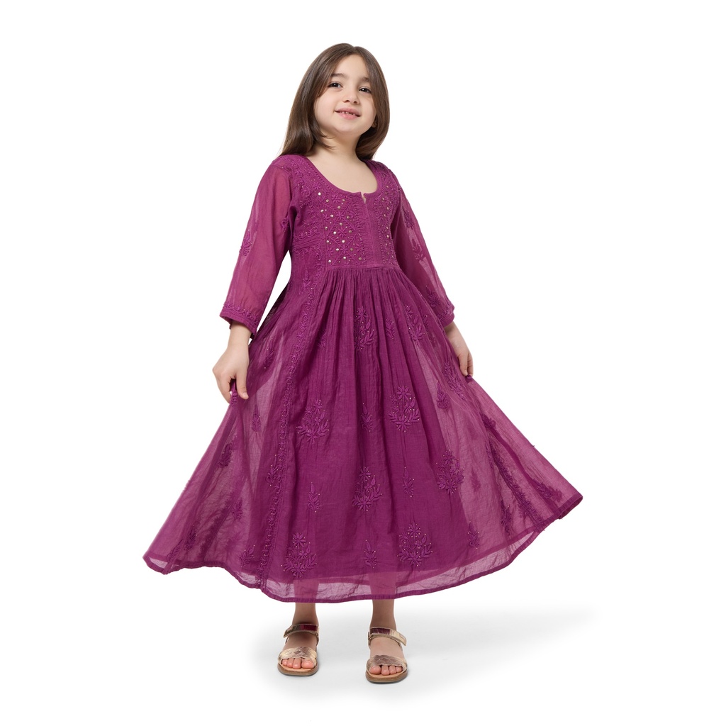 Maroon Mokaish Kids Dress