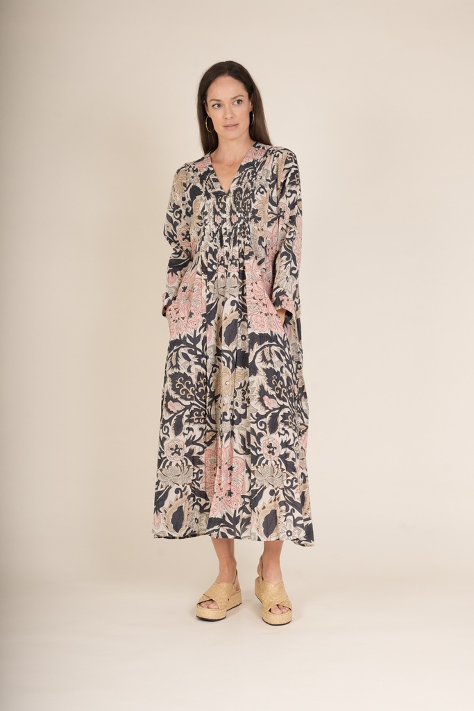 Block Taupe Pleat Dress
