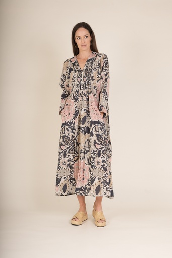 Block Taupe Pleat Dress