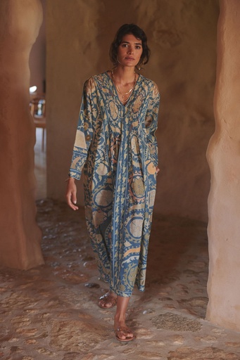 Suzanne Blue Pleat Dress