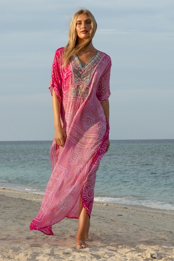 [00033676] Tessa Pink Kaftan